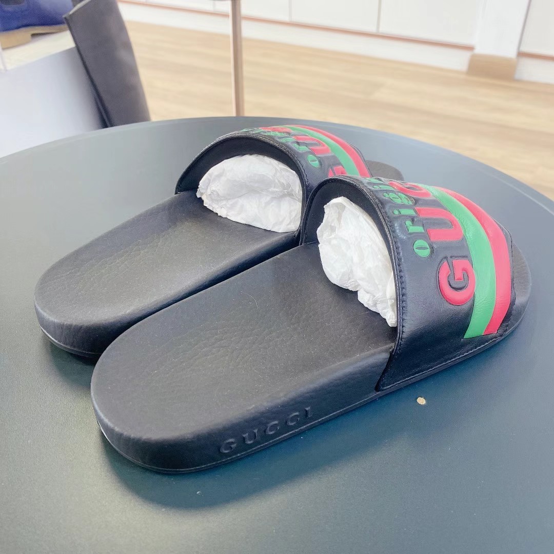 Gucci logo拖鞋 37码63440394778243111