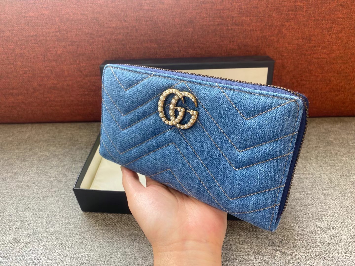 Gucci 长款牛仔钱包63440382421379111