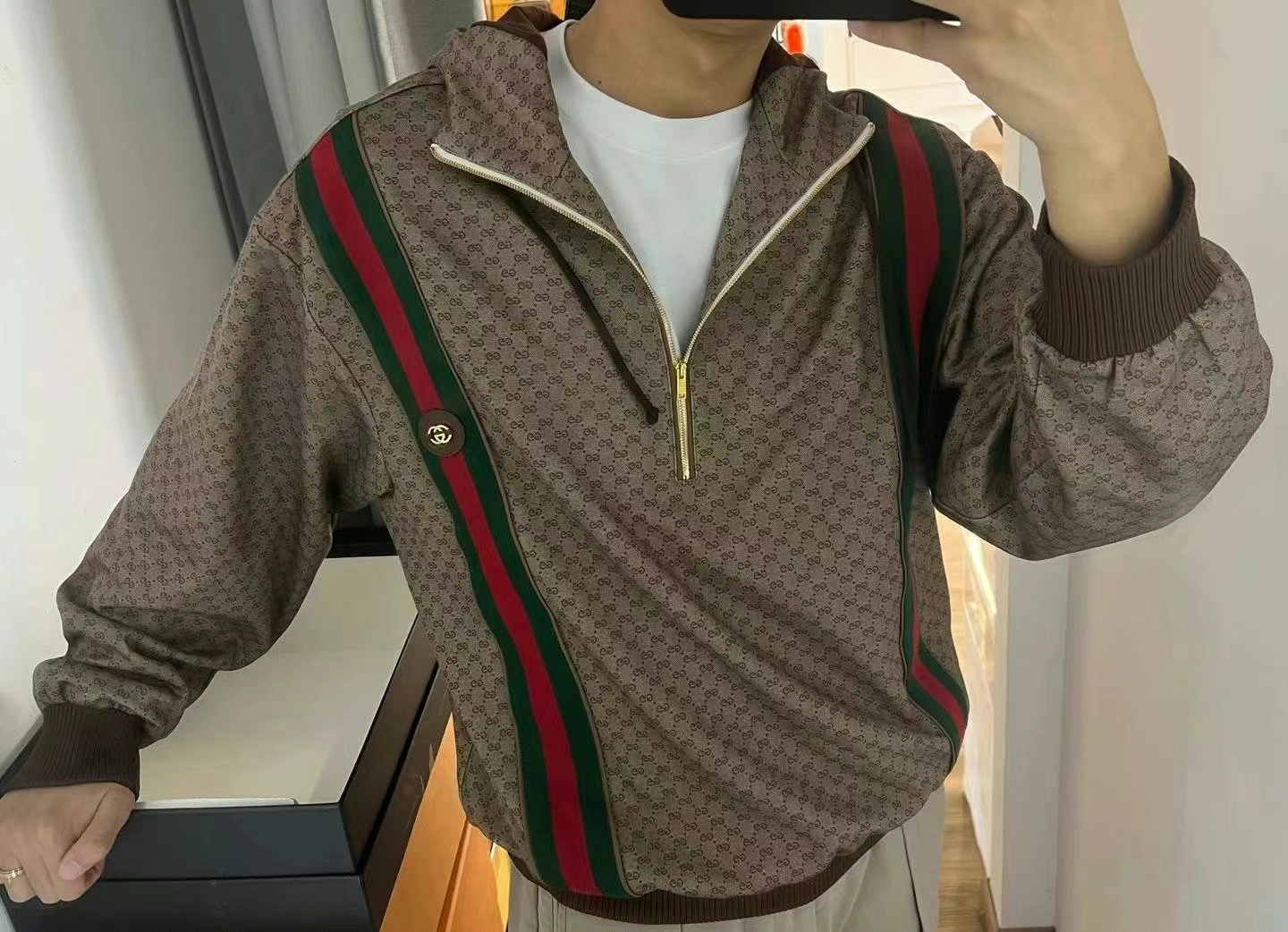 Gucci 22秋冬 迷你GG针织兜帽卫衣  M码63440326770562113