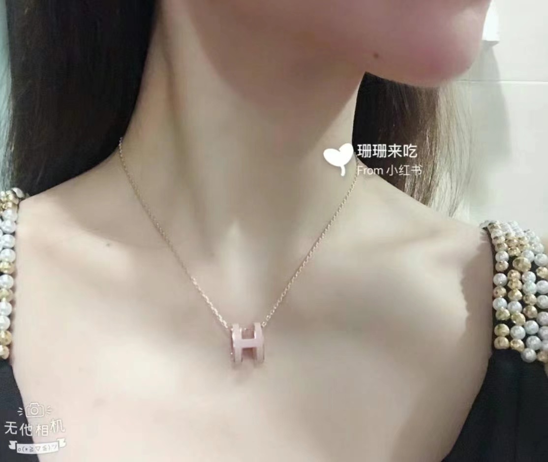 爱马仕 H项链 大号 樱花粉63440292708353111
