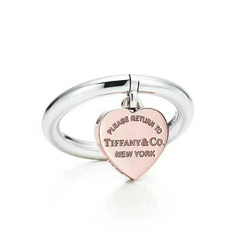 Tiffany & Co. Return to Tiffany series sterling silver + rose gold ring, Size: 4.563440196255617112