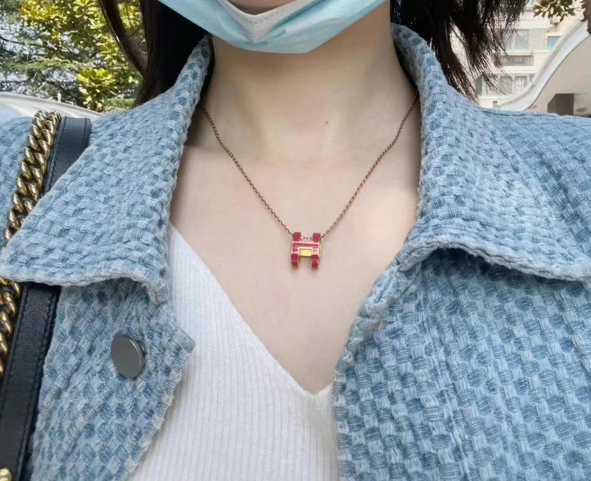 Hermes H Necklace Red63440137350402111