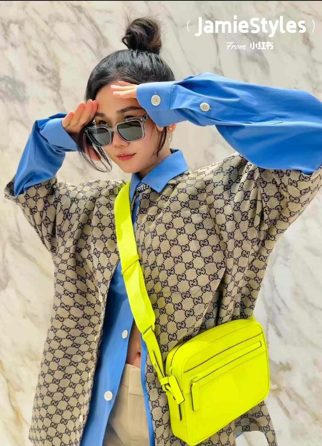 Gucci Lucky Fluorescent Yellow Crossbody Camera Bag63439985783297114