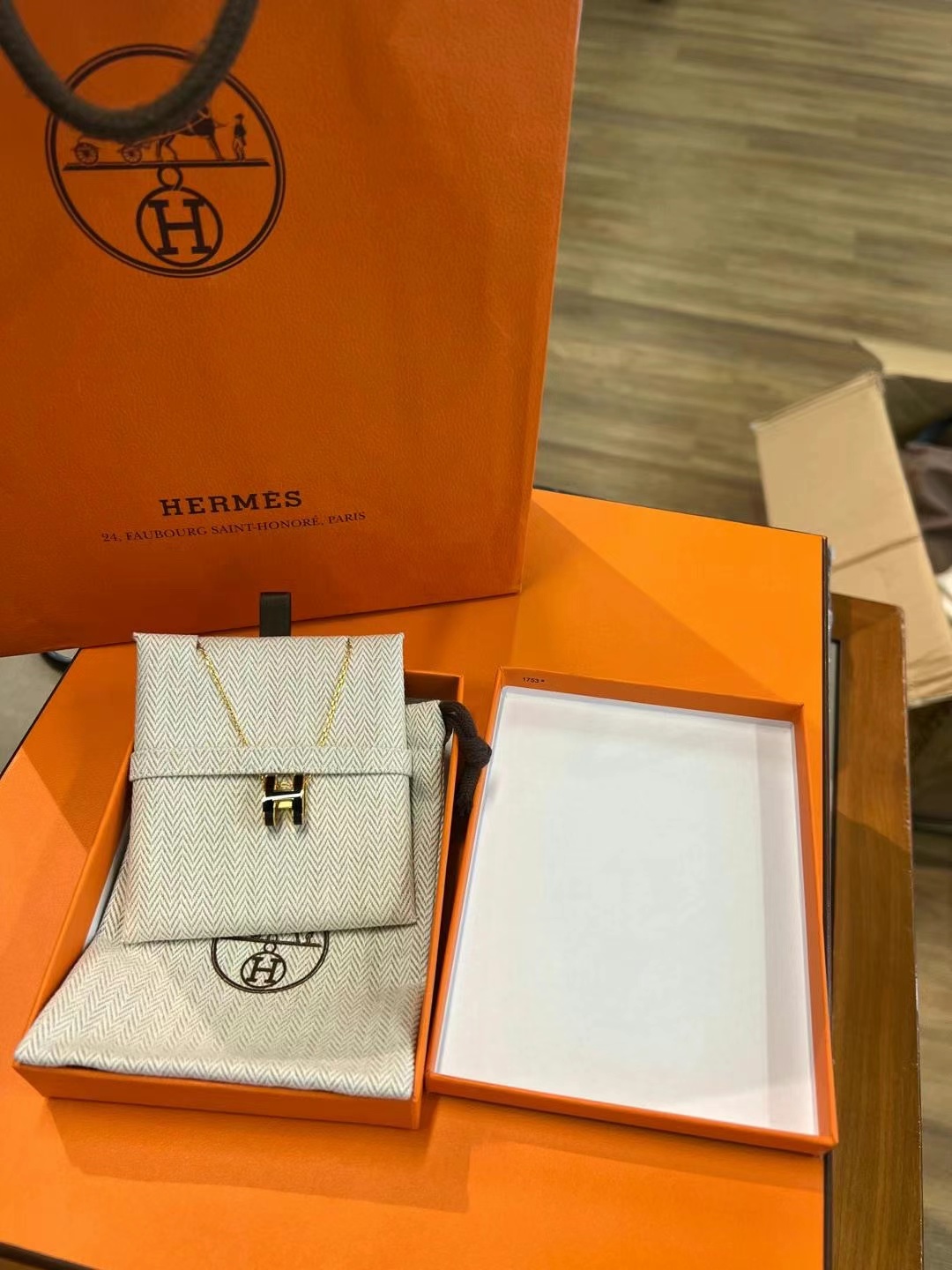 Hermes H Necklace Black4 Hermes H Necklace Black63440371012610114