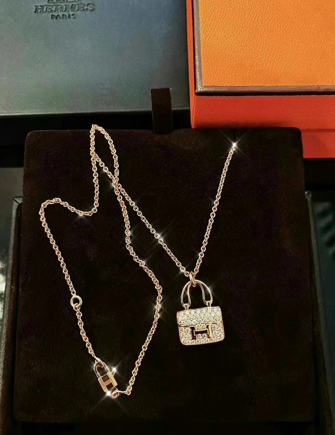 Hermès Full Diamond Rose Gold Kelly Necklace6 Hermès Full Diamond Rose Gold Kelly Necklace63440273927937116