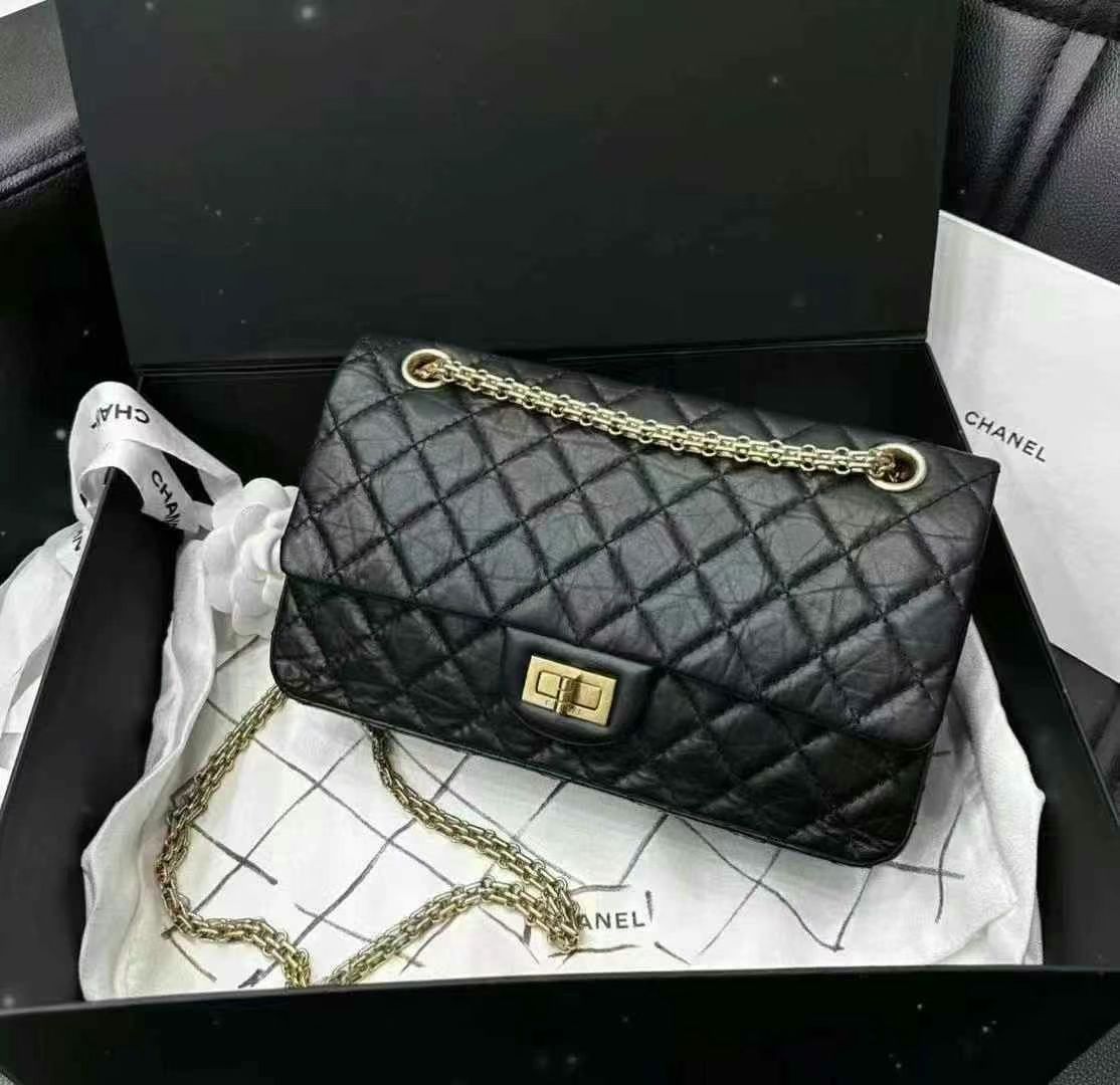 Chanel Black Gold 2.55 Medium Size Full Set24 Chanel Black Gold 2.55 Medium Size Full Set634399320071701124